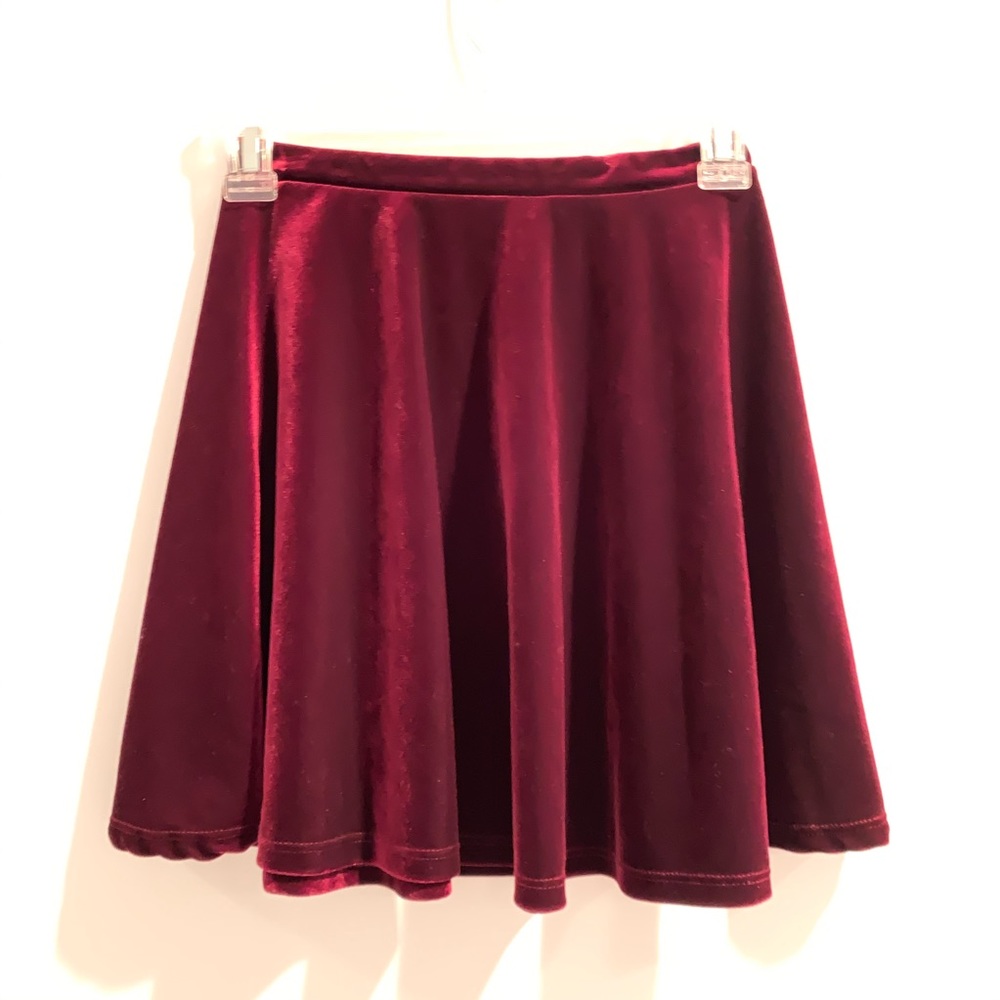 Red velvet mini skirt